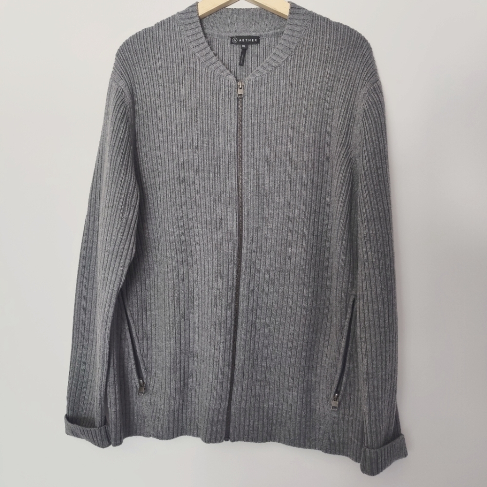 Aether Men's Full Zip Wool Sweater